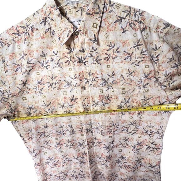 Vtg Pierre Cardin Mens Short Sleeve Shirt Button Up Leaf Tropical Cotton Large - Picture 8 of 9